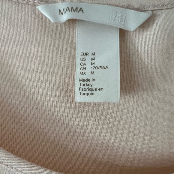 H&M Mama pineapple tshirt sz M maternity peachy pink cap sleeves cotton gold - Picture 4 of 8